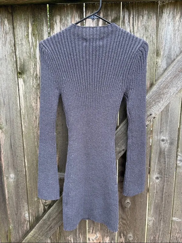 NWT White Fox Get On Down Ribbed Knit Dress Charcoal Size Medium - Image 8