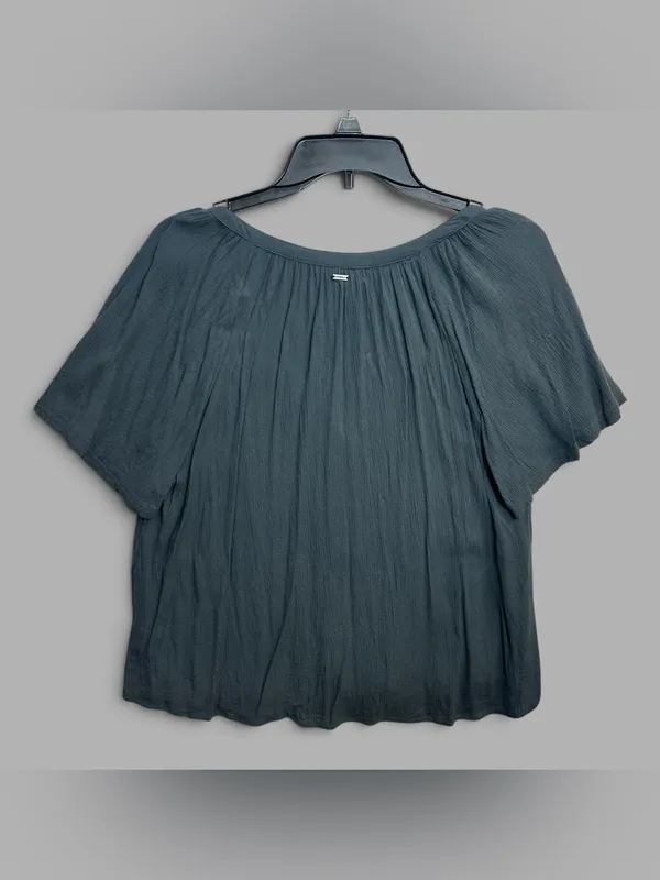 O’Neill Women’s Teal Blue Gauze Button Front Blouse Size L Boho Flowy Top - Image 4