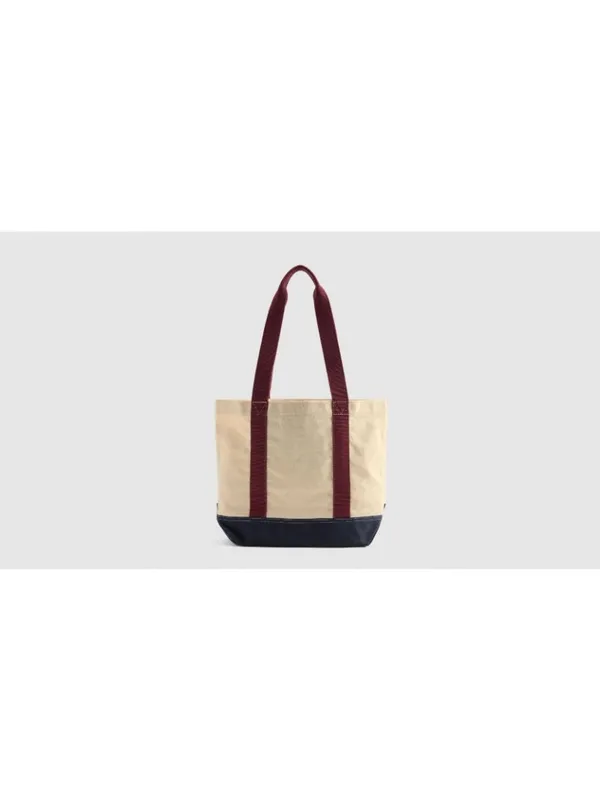New Levi's Denim Indigo Med Tote Bag Awny Port Red Navy Bottom Canvas - Image 4