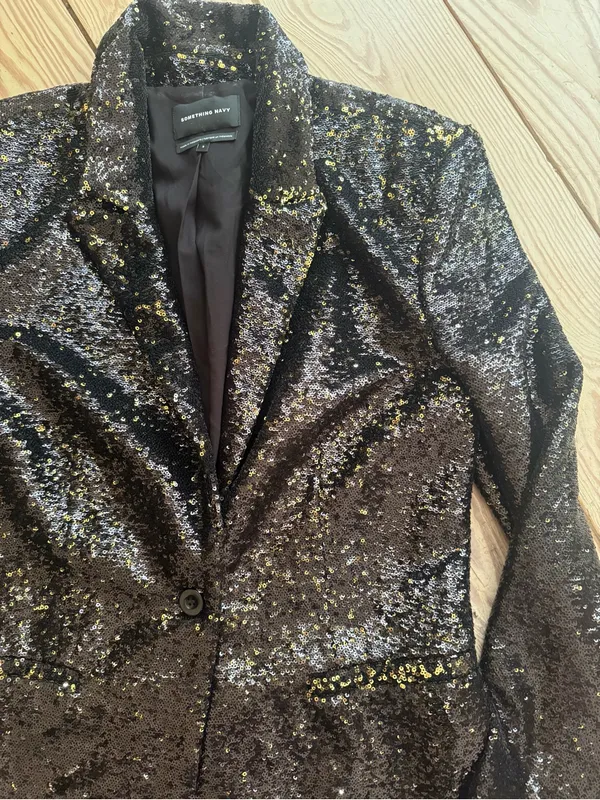 Something Navy Sequin Blazer size s - Image 2
