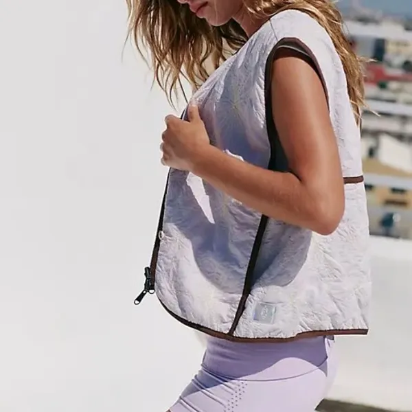 FREE PEOPLE Kacie Reversible Quilted Liner Vest in Lavender Brown Size Small - Image 3