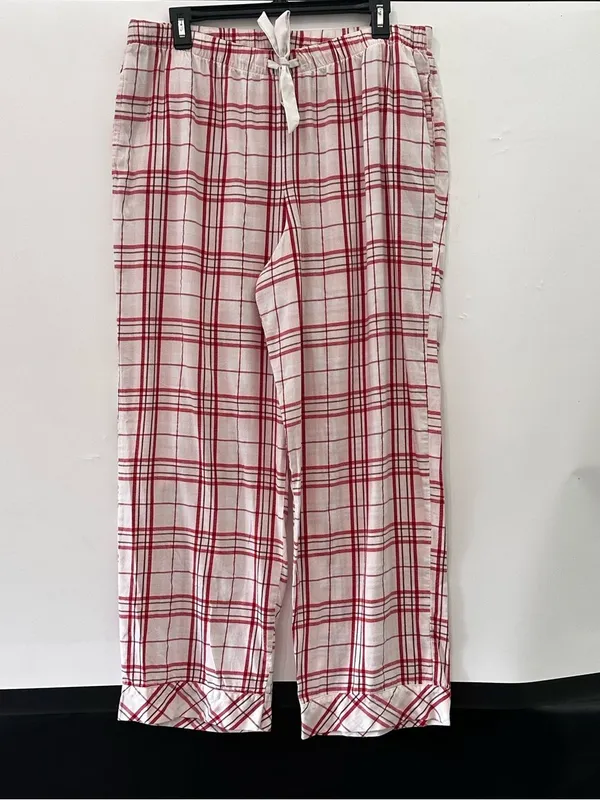 Victoria’s Secret Flannel Pajamas Peppermint Plaid Pink Red Large 2pc Pant Set - Image 9
