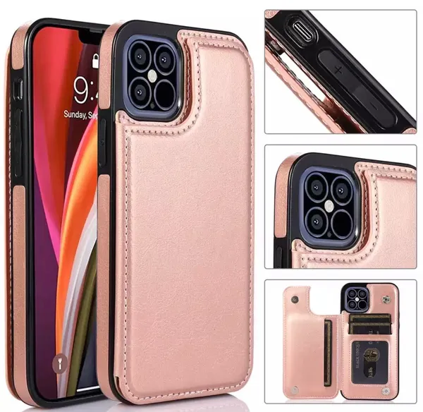 iPhone 12Pro Max Fashion Flip Cards Holder Wallet Case Rose Gold - Image 10