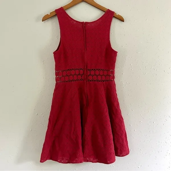 🦋 Free People Pink Burgundy Fit & Flare Lace Cut Out Mini Dress Swiftie Taylor - Image 3