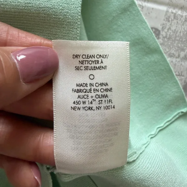 Alice + Olivia Mint Green Square Neck Knit Top Fitted Stretchy Dreamy Feminine S - Image 4