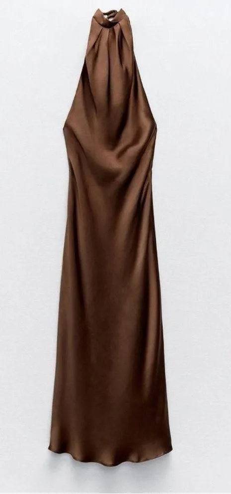 ZARA NWT Brown Halter Dress - Image 2