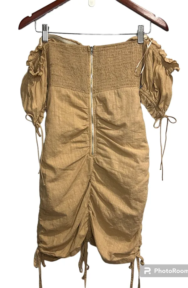 12th Tribe Ruched Dress With Cap Sleeves - Image 3