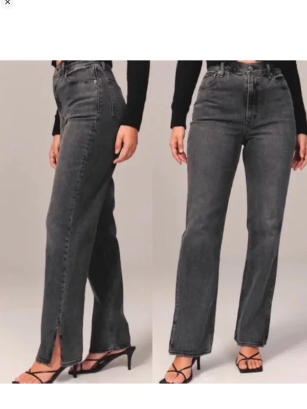 Abercrombie & Fitch‎ The 90s Straight Leg Curve Love Jeans Women's 29 Gray Black - Image 2