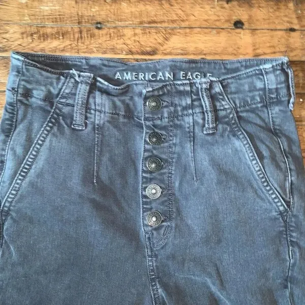 American Eagle gray multi button highest rise 4 long jeggings - Image 2