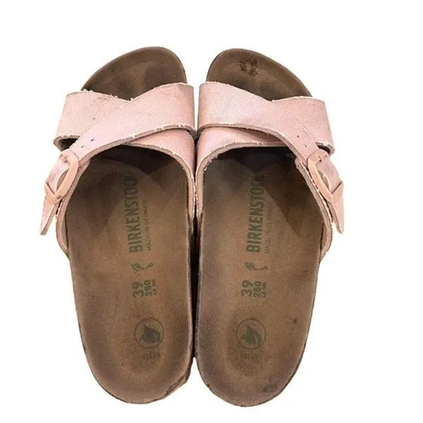 Birkenstock Womens Siena Cross Strap Veegan‎ Slide Sandals Light Pink Size 39 - Image 3