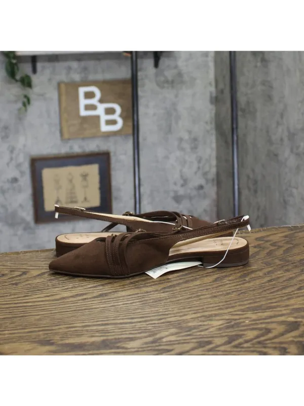 NWT A New Day Twiggy Multi Buckle Mini Heel Flats 94303755 Brown 6M - Image 8
