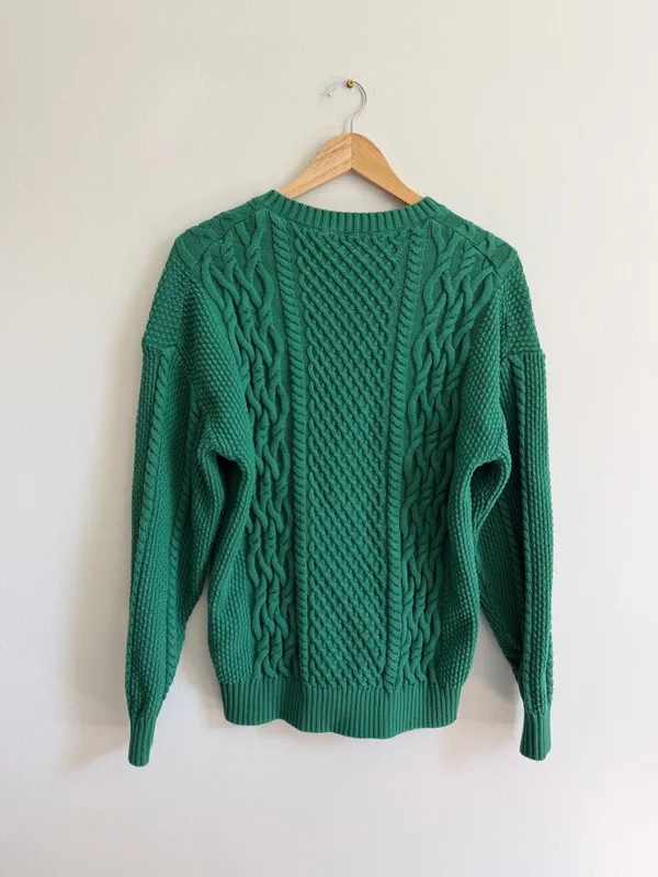 Aritzia Sunday Best Peggy Sweater Cable Knit V-Neck Size xxs xs small green - Image 5