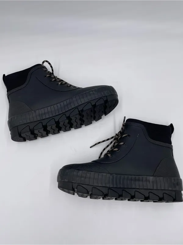 Sperry Torrent Lace Up Rain Boots Size 6.5 Black Waterproof Rubber Gorpcore - Image 9