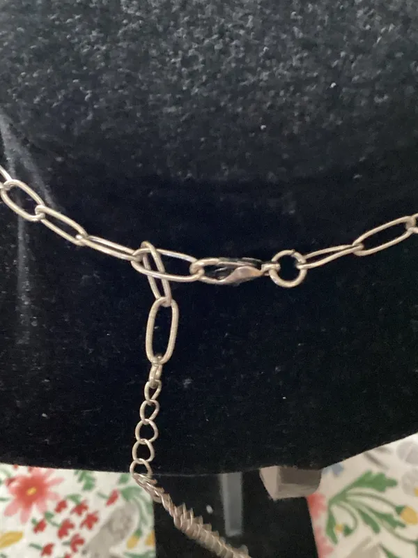 Silver-Tone Statement Pendant Necklace with Black Accents - Image 3