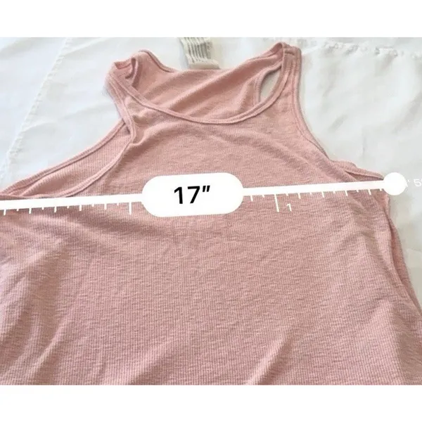 Free People Tank Top Womens Medium Pink Ribbed Racerback Oversized Swing - Image 6