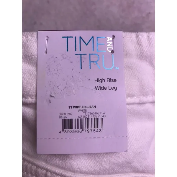 Time and Tru Wide Leg Jean Womens 6 White High Rise TT1736016271W Denim - Image 4