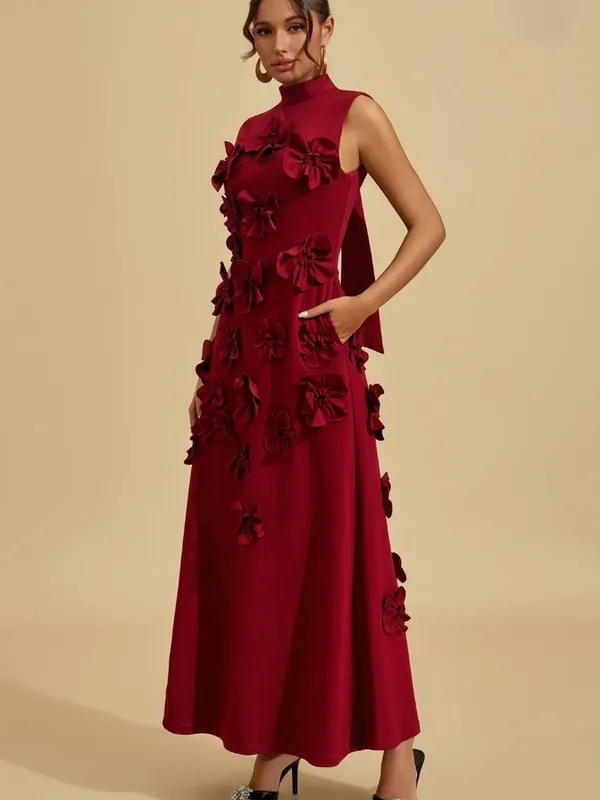 Classy Red Wine Dress. Sleeveless. Sophisticated. Size Medium - Image 6