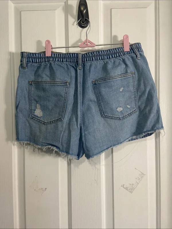 aerie Light Blue Distressed Denim Jean Shorts - Image 3