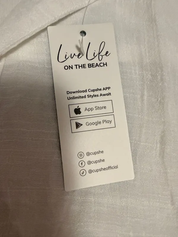 Cupshe NWT White Sheer Beach Cover Up Tunic Dress Size Large coastal - Image 7