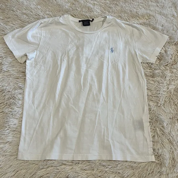 Ralph Lauren Sport Top Womens Crew Neck Short Sleeve White With Baby Blue Pony L - Image 2