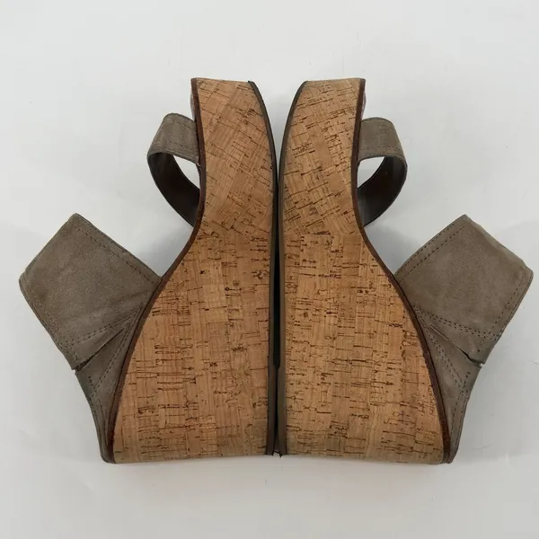 Sam Edelman Dali Taupe Suede Cork Platform Wedge Sandals‎ Womens 8.5M - Image 6