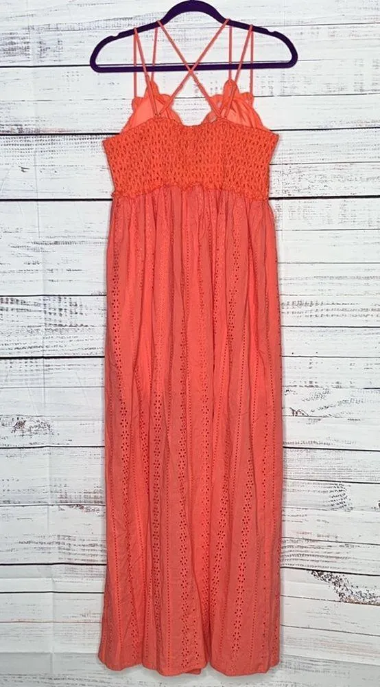 Zenana Size 2X Pink Eyelet Lace Strappy Maxi Dress - Image 3