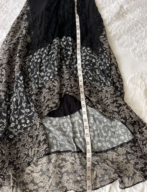 Free People Black Lace Halter Neck Floral Pattern Sleeveless Maxi Dress - Image 4