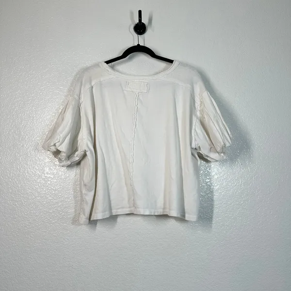 XS Tee T-Shirt Top Puff Balloon Sleeve Cropped White We The Free People Tee - Image 3