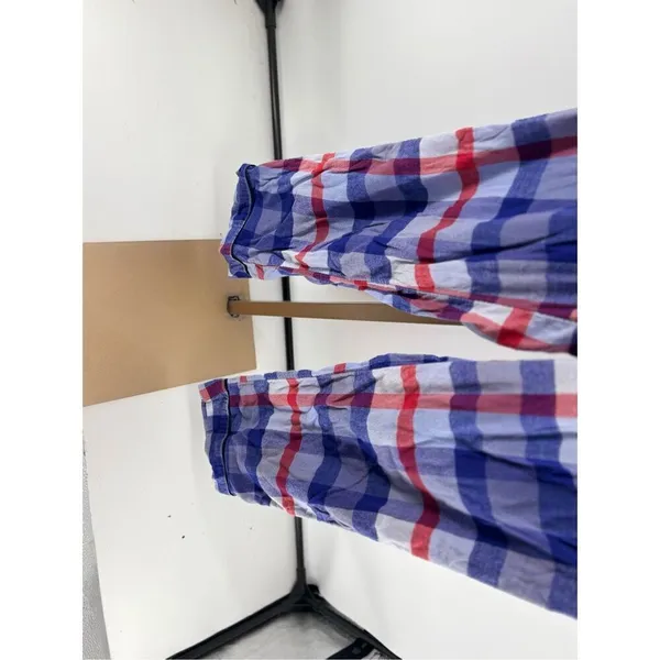 Aerie Plaid Pajama Pants Long Tall Size L Blue Red Plaid - Image 4