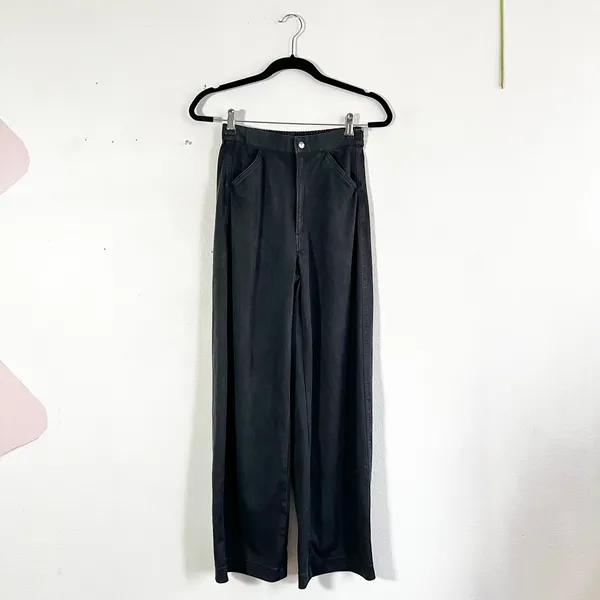 Uniqlo Wide Leg‎ Twill Pants Women's Minimalist Quiet Luxury Black XS - Image 2