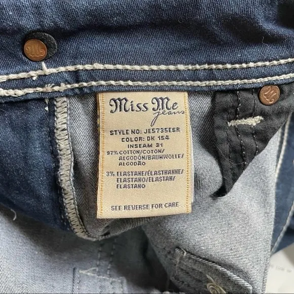 Miss Me Women's Easy Skinny Jeans Size 27 | 4 Dark Wash FDL Embellished Y2K Jean - Image 12