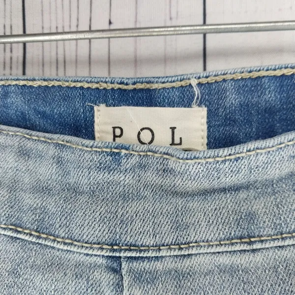 POL Light Wash Raw Hem High-Rise Boho Flared Women Jeans Size M - Image 6