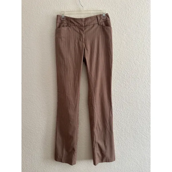 New York & Company Pant Suit Size 0 Tall Brown Pinstripe Blazer Trousers Set - Image 2