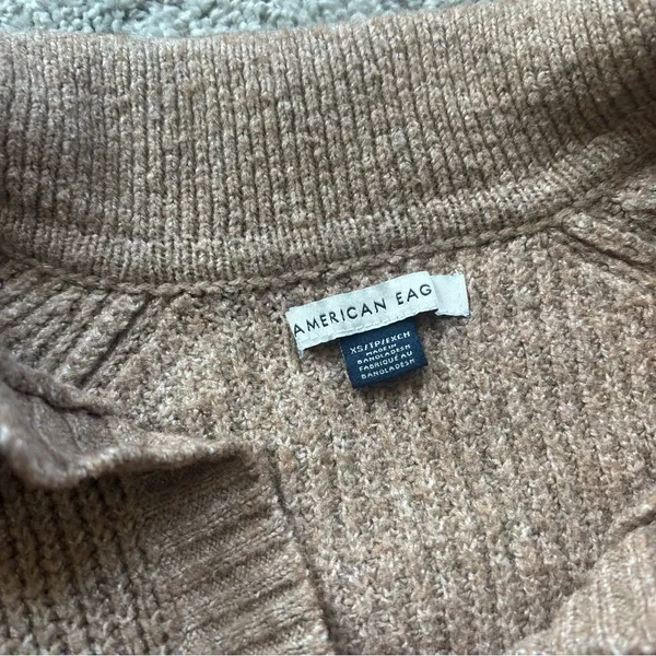 American Eagle Tan Knit Collared Sweater Size Extra Small - Image 3