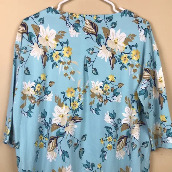 J. Jill Women’s Floral Print Luxe Supima Cotton Pleat Back 7/8 Sleeve Tunic - Image 7