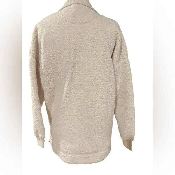 NWT aerie‎ women's oversized Sherpa size xs im cream color quarter zip - Image 3