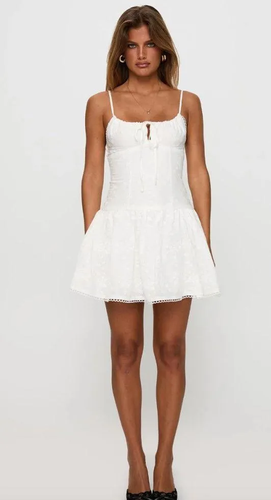 Princess Polly Peonies White Floral Embroidered Mini Dress 6 - Image 7