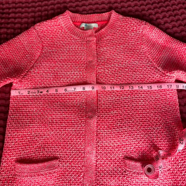 Boden Textured Knit Cardigan Sweater Women’s Size Small Bright Coral Pink Button Front - Image 10