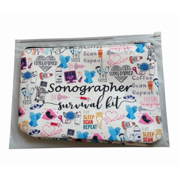 Sonographer Survival Kit Makeup Bags Set of 2 Ultrasound Tech Gift Pouches - Image 7