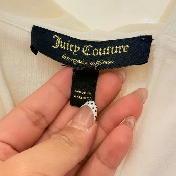 Vintage Juicy‎ Couture White Babydoll Hooded J Zipper Cardigan Small - Image 4