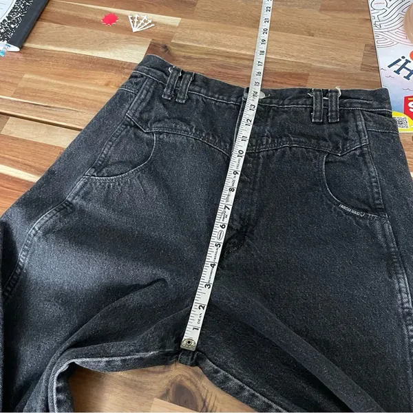Vintage Black High Waisted Straight Tapered Jeans 100% cotton Made in USA - Image 9