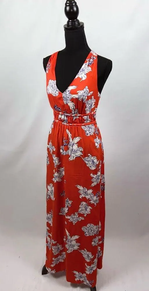 Maxi Dress Red Japna Medium Racerback Red+ White Flowers - Image 4