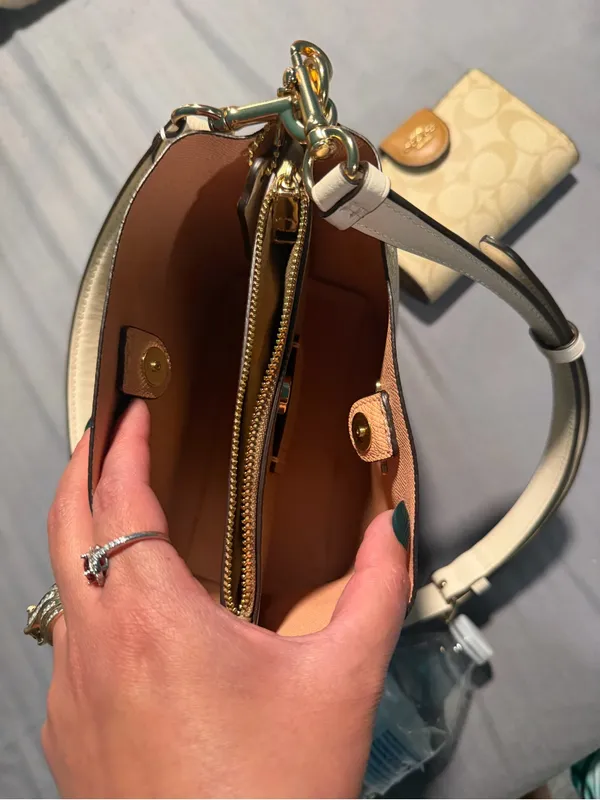 Coach Beige Signature Canvas Crossbody with Cream Trim - Image 3