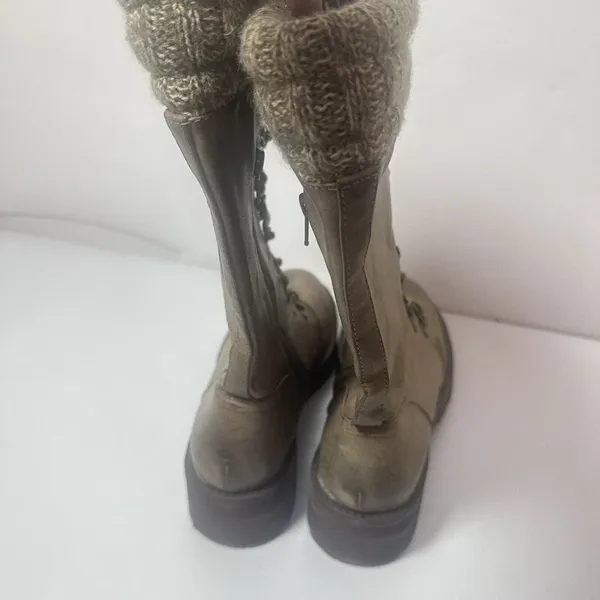 Mia Boots Womens 8 Tan Beige Distressed Sweater Cuff Tall Combat Aviator… - Image 6