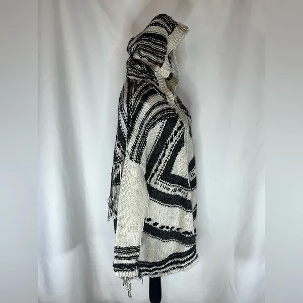 Free People Full Zip Hooded Fringe Aztec Southwestern Cardigan Sweater Large - Image 7