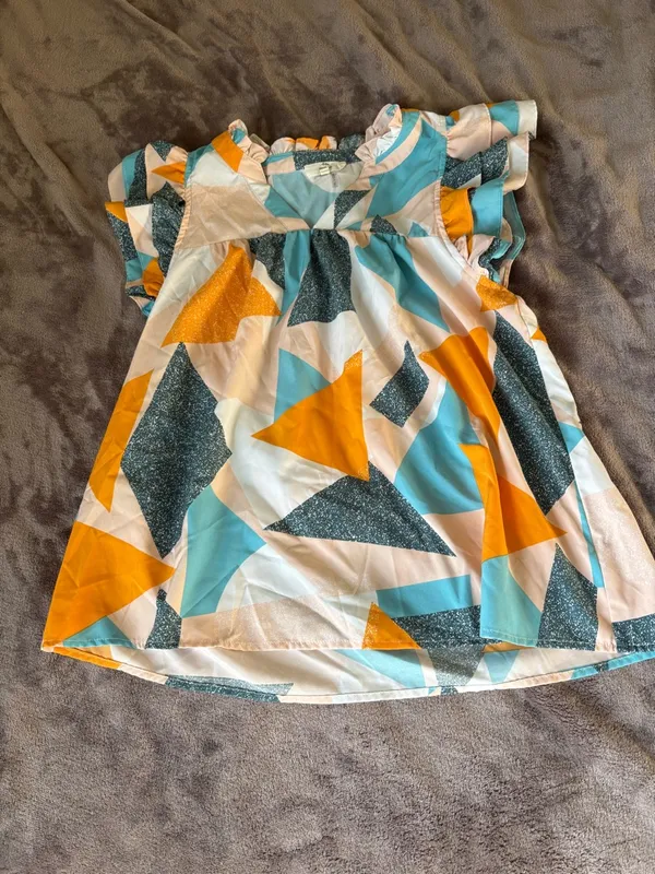 Entro Spring Abstract Geometric Spring Blouse Top Yellow & Blue - Image 2