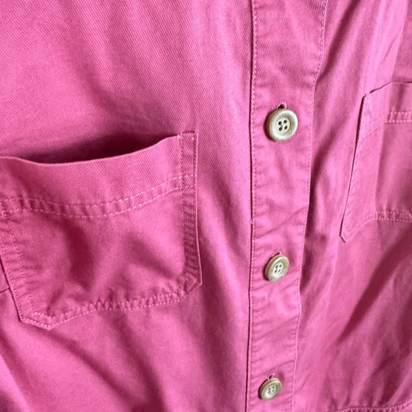 D & Co. 100% Cotton Pink‎ Collared Peplum Button Up Lightweight Shacket Size M - Image 5