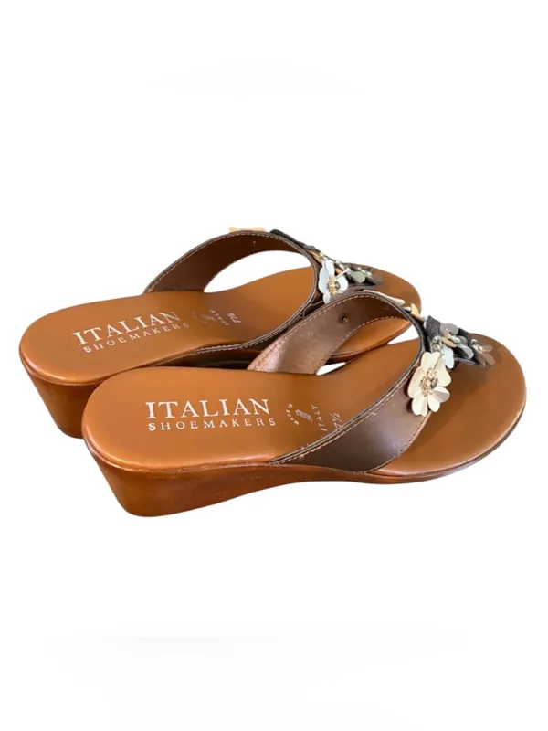 Italian Shoemakers Women's Metallic Zane Flowered Wedge Sandals NIB 7 1/2 - Image 4