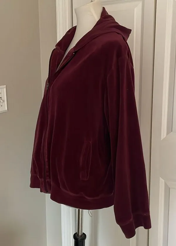 Coolest Vintage Purple Oversized Velour Zip Up Hoodie - Image 6