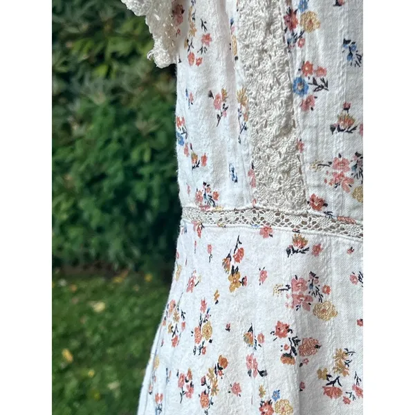 Milkmaid Dress L Crochet Cottagecore American Eagle AE Dainty Floral - Image 3